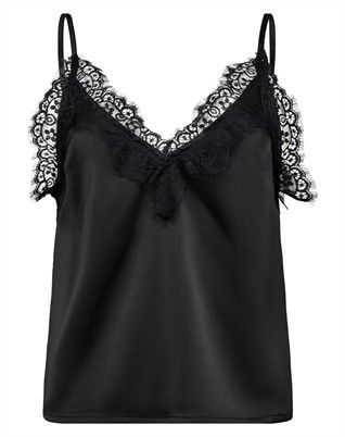 Denise Lace Singlet Top - Black